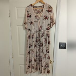 She Fashions Vintage Dress pink floral layered Cottagecore Boho size large